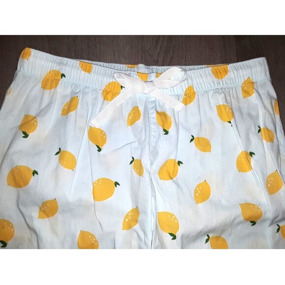 Old Navy Light Blue and Yellow Lemons Pajama Sleep Pants Size Small Citrus Fruit - Picture 2 of 5